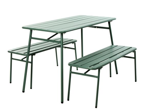 Σετ Κήπου & Βεράντας με Τραπέζι και 2 Παγκάκια - Μέταλλο