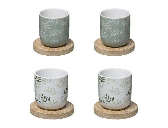 Secret de Gourmet Σετ Κούπες & Ξύλινη Βάση Green Harmony με χωρητικότητα 130ml - 8 τεμάχια