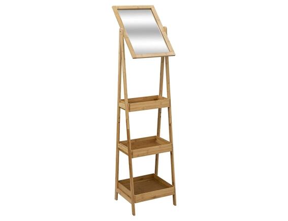 Επιδαπέδια Ραφιέρα Μπάνιου 5five με καθρέπτη, από Ξύλο Bamboo, 39.5x36x168cm