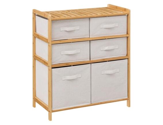 5five Επιδαπέδια Ραφιέρα Μπάνιου με 6 κουτιά αποθήκευσης, από Ξύλο Bamboo, 66x33x78.5cm