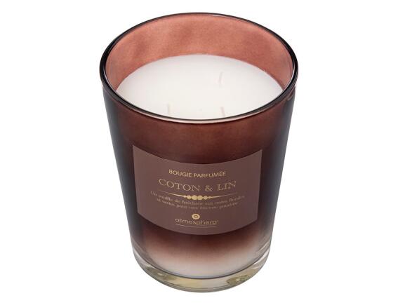 Αρωματικό κερί Alma Αtmosphera με διάρκεια καύσης 100 ώρες, άρωμα Cotton - Linen και διαστάσεις 13.15x16.2cm