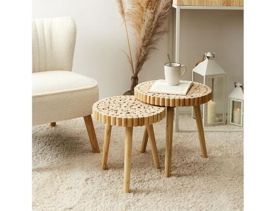 Σετ Τραπεζάκια Βοηθητικά Home Deco Factory με διαστάσεις 40x40cm και 35x35cm - ΜDF & Ξύλο - Aπόχρωση ξύλου - 2 τεμάχια