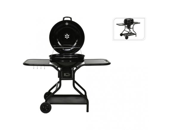 Ψησταριά BBQ κάρβουνου Vaggan (C83000300) Με Καπάκι, θερμόμετρο, 2 πάγκους & 1 βοηθητική επιφάνεια, σχάρα, πόδια στήριξης με 2 τροχούς, από Χρωμιωμένο ανθρακούχο χάλυβα, 130 x 65 x 95 cm