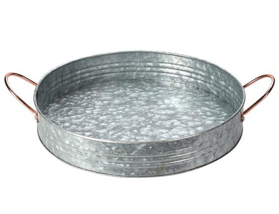 Mεταλλικός δίσκος σερβιρίσματος (FZ1000820) με χάλκινες λαβές, 30.5 x 30.5 x 5.5cm