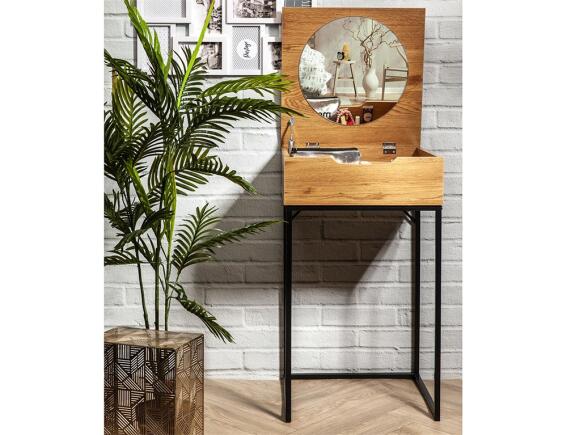 Κονσόλα Abbott Home Deco Factory με αποθηκευτικό χώρο, καθρέπτη και διαστάσεις 45x45x77cm - Aπόχρωση Ξύλου