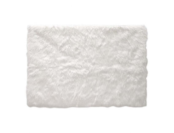 HOME DECO FACTORY Χαλί Ορθογώνιο απομίμηση γούνας από πολυεστέρα με διαστάσεις 115 x 170 x 1 cm - Σε λευκή απόχρωση