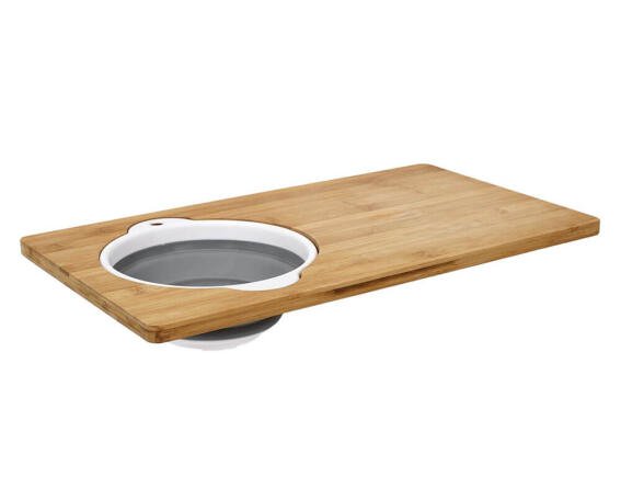 Ξύλινη επιφάνεια κοπής Cook Concept με σουρωτήρι, από Ξύλο Bamboo, 49.5x28x1.5cm