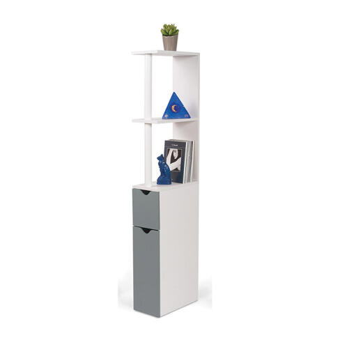 SPM Εταζέρα Μπάνιου με 2 Ντουλάπια και 2 Ράφια 15.2 x 29.8 x 118 cm Χρώματος Γκρι SPM 50070106-1