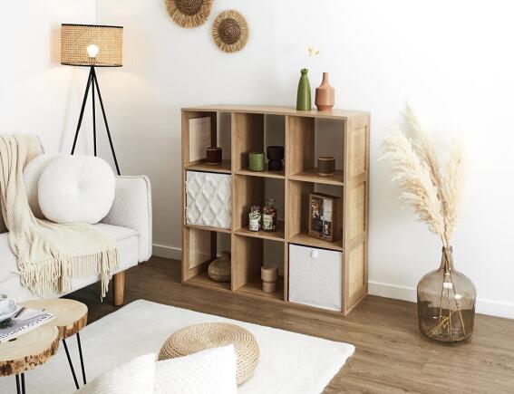 Ραφιέρα Οργάνωσης Bali Home Deco Factory με 9 ράφια και διαστάσεις 99.6x32x99cm - Συνδυάζεται με κουτιά αποθήκευσης - Σε απόχρωση Ξύλου