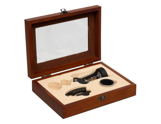 Secret De Gourmet Σετ Αξεσουάρ Κρασιού Sommelier Cellar Box με Ξύλινη θήκη - 3 τεμάχια