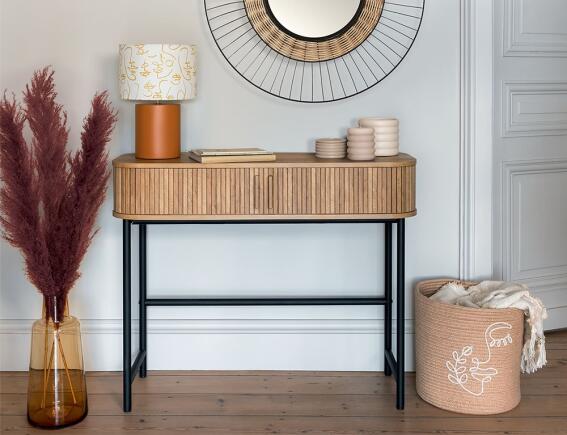 Κονσόλα εισόδου Colva Atmosphera με 2 ράφια και διαστάσεις 100x35x80.5cm - Απόχρωση Ξύλου