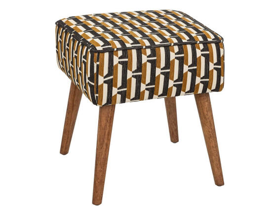 Αtmosphera Σκαμπό Chiara 38x38x41cm Κίτρινο Μαύρο Άσπρο