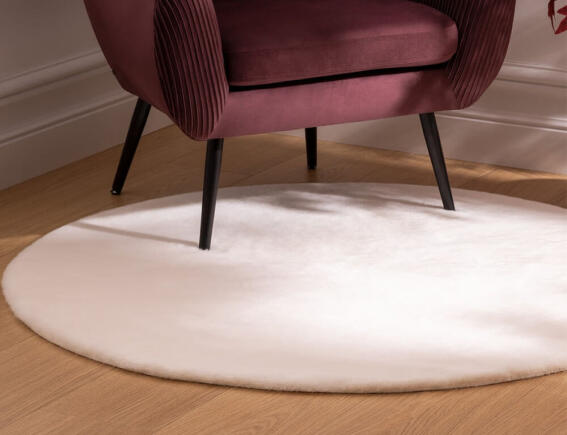 Atmosphera Χαλί γούνινο στρογγυλό Couka με διαστάσεις 118x118x1cm - Σε λευκή απόχρωση