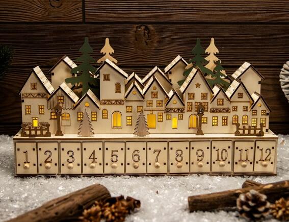 Χριστουγεννιάτικο Διακοσμητικό Ημερολόγιο με φωτισμό LED και διαστάσεις 70x6x15cm