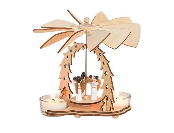 Ξύλινη Χριστουγεννιάτικη Πυραμίδα με υποδοχές για κεριά και διαστάσεις 14x8x11cm