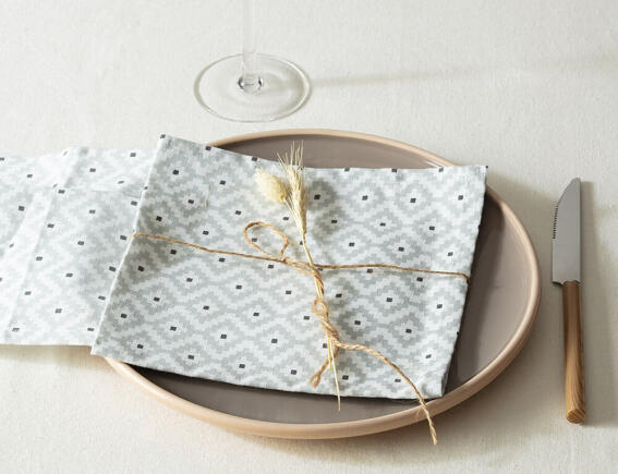 Atmosphera  Σετ Πετσέτες φαγητού Etnik με διαστάσεις 40x40cm - Grey - 4 τεμάχια