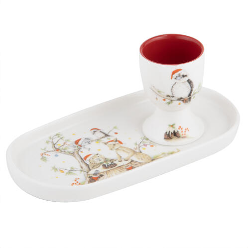 Ashdene Αυγοθήκη 50ml Λευκή/Κόκκινη Και Πιατάκι 19cm Christmas Soldier Bush Buddies  Πορσελάνη -  Σ