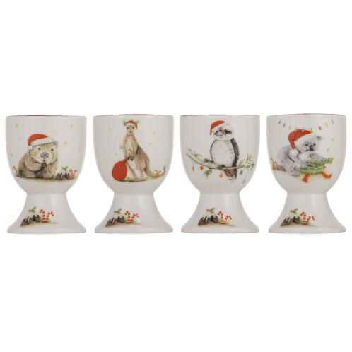 Ashdene Αυγοθήκη 50ml Λευκή/Κόκκινη  Christmas  Bush Buddies  Πορσελάνη -  Σετ 4 Τεμαχίων