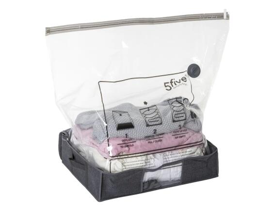 Θήκη Κενού Αέρος Φύλαξης Ρούχων 5five με διαστάσεις 90x80x44cm - Μέγεθος Medium - Γκρι