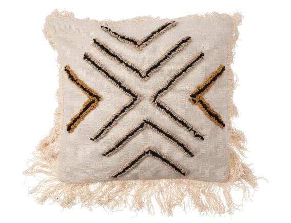 Διακοσμητικό Μαξιλάρι Atlas με κεντητό σχέδιο, κρόσσια και διαστάσεις 45x45cm - White