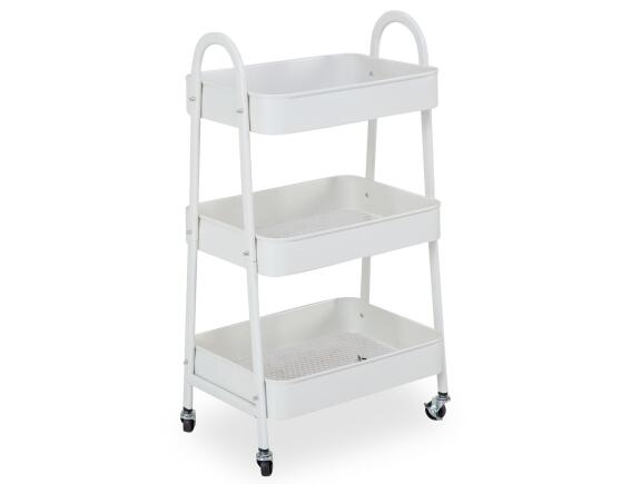 Τρόλεϊ αποθήκευσης και τακτοποίησης κουζίνας Storage Solutions με 3 ράφια, από Μέταλλο, 44x31.5x79.5cm - White