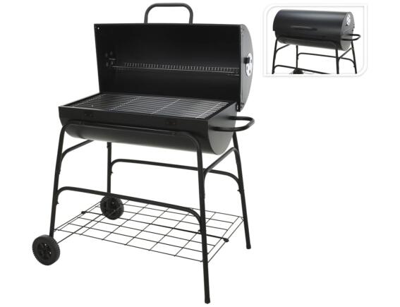 Ψησταριά BBQ κάρβουνου με βοηθητική επιφάνεια, ράφι αποθήκευσης και επιφάνεια ψησίματος 71x35cm