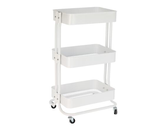 Τρόλεϊ αποθήκευσης και τακτοποίησης κουζίνας Storage Solutions με 3 ράφια, από Μέταλλο, 46x33x76cm - White