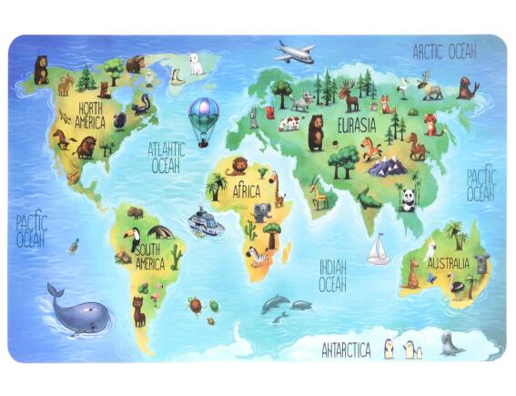 Παιδικό Σουπλά Παγκόσμιος Χάρτης με διαστάσεις 43.5x28.5x0.04cm - Blue