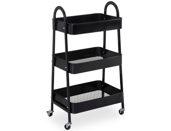 Τρόλεϊ αποθήκευσης και τακτοποίησης κουζίνας Storage Solutions με 3 ράφια, από Μέταλλο, 44x31.5x79.5cm - Black