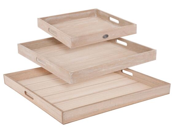 Σετ Δίσκοι Σερβιρίσματος από Ξύλο, με λαβές - 3 τεμάχια