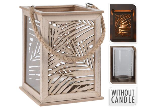 Διακοσμητικό Φανάρι H&S Collection με χερούλι και διαστάσεις 18x18x25.5cm - Απόχρωση Ξύλου