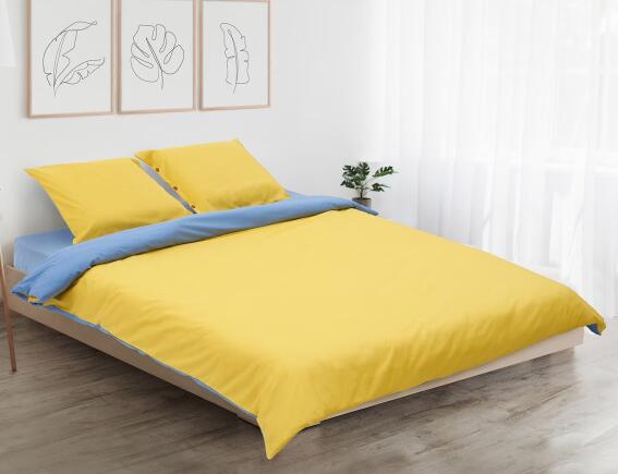 Σετ Διπλή Παπλωματοθήκη & 2 Μαξιλαροθήκες Heinner Home από βαμβάκι 144TC, με διαστάσεις 200x220cm - Κίτρινο/Μπλε