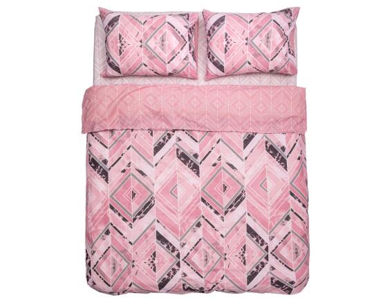 Σετ Διπλή Παπλωματοθήκη, Σεντόνι & 2 Μαξιλαροθήκες Heinner Home από βαμβάκι 132 TC, με διαστάσεις 180x215cm - Ροζ