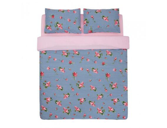 Σετ Διπλή Παπλωματοθήκη, Σεντόνι & 2 Μαξιλαροθήκες Rose Heinner Home από βαμβάκι 132 TC, με διαστάσεις 180x215cm - Ροζ/Μπλε
