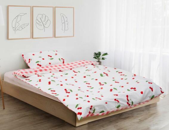 Σετ Μονή Παπλωματοθήκη & Μαξιλαροθήκη Cherry Heinner Home από βαμβάκι 144TC, με διαστάσεις 150x200cm - Λευκό/Ροζ