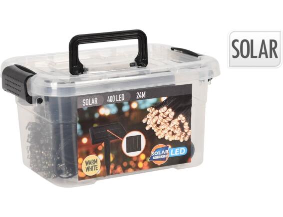 Ηλιακός Διακοσμητικός Φωτισμός 400LED - 24 Μέτρα - Θερμό Λευκό
