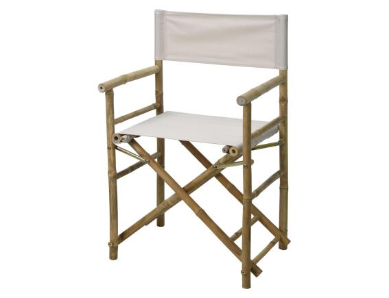 Πτυσσόμενη Καρέκλα Κήπου Σκηνοθέτη από Ξύλο Bamboo με διαστάσεις 41x60x48/90cm - Off White