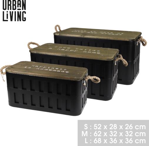 Urban Living 54124 Σετ Μεταλλικά Κουτιά Αποθήκευσης 3 τμχ. 52x28x26cm 62x32x32cm 68x36x36cm