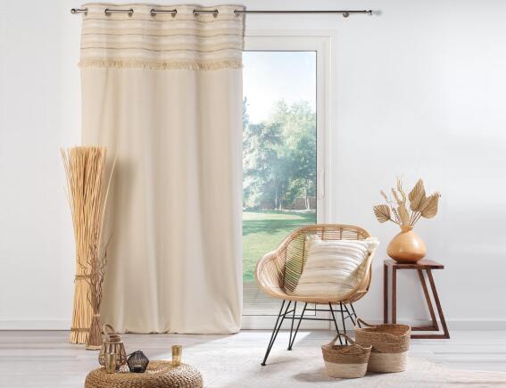 Κουρτίνα Υψηλής Σκίασης Αtlas Douceur d'intérieur με τρουκς και διαστάσεις 140x240cm - Natural