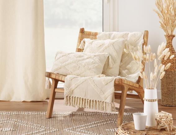 Διακοσμητικό Μαξιλάρι Inca Douceur d'intérieur με ανάγλυφο σχέδιο και διαστάσεις 40x40cm - Natural