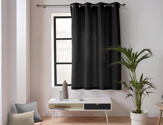 Douceur d'intérieur Κουρτίνα Παραθύρου Mέτριας Σκίασης Twily  με τρουκς και διαστάσεις 135x180cm - Black