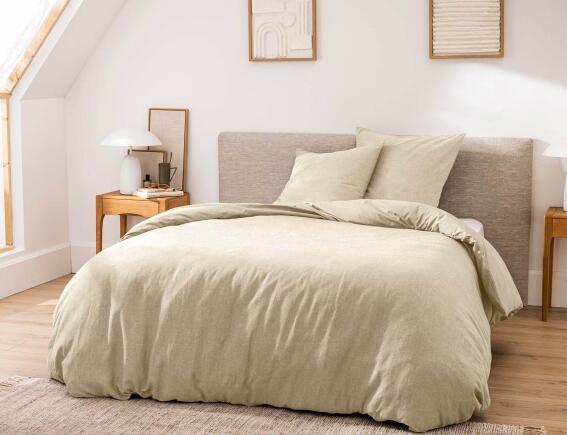 Douceur d'intérieur Σετ King Size Παπλωματοθήκη & 2 Μαξιλαροθήκες Meline  από βαμβάκι 60TC, με διαστάσεις 240x260cm - Sand