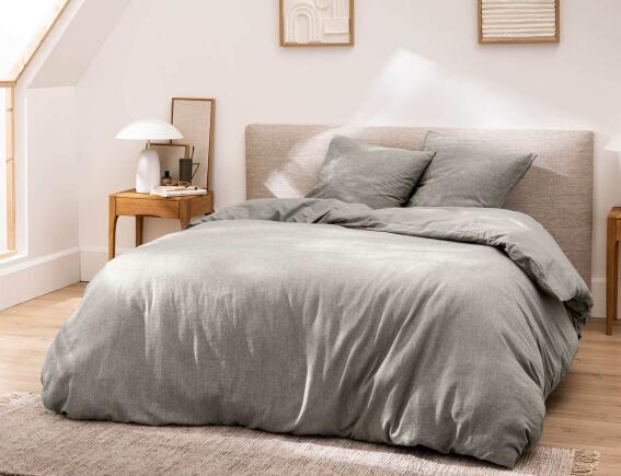 Douceur d'intérieur Σετ King Size Παπλωματοθήκη & 2 Μαξιλαροθήκες Meline  από βαμβάκι 60TC, με διαστάσεις 240x260cm - Charcoal Grey