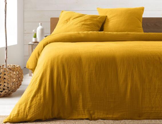 Douceur d'intérieur Σετ Υπέρδιπλη Παπλωματοθήκη & 2 Μαξιλαροθήκες Angelia  από βαμβάκι 57TC, με διαστάσεις 220x240cm - Yellow