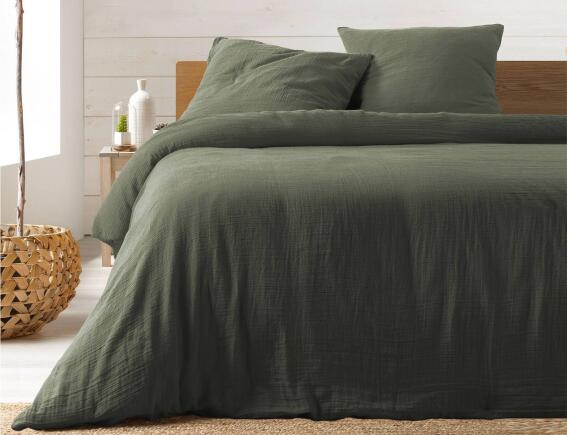 Douceur d'intérieur Σετ Υπέρδιπλη Παπλωματοθήκη & 2 Μαξιλαροθήκες Angelia  από βαμβάκι 57TC, με διαστάσεις 220x240cm - Khaki