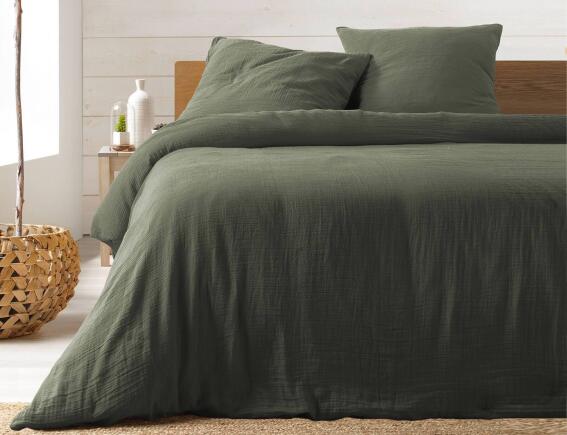 Σετ King Size Παπλωματοθήκη & 2 Μαξιλαροθήκες Angelia Douceur d'intérieur από βαμβάκι 57TC, με διαστάσεις 240x260cm - Khaki