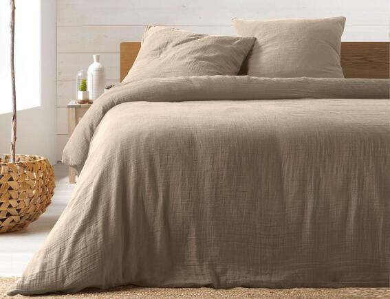 Douceur d'intérieur Σετ King Size Παπλωματοθήκη & 2 Μαξιλαροθήκες Angelia  από βαμβάκι 57TC, με διαστάσεις 240x260cm - Sand