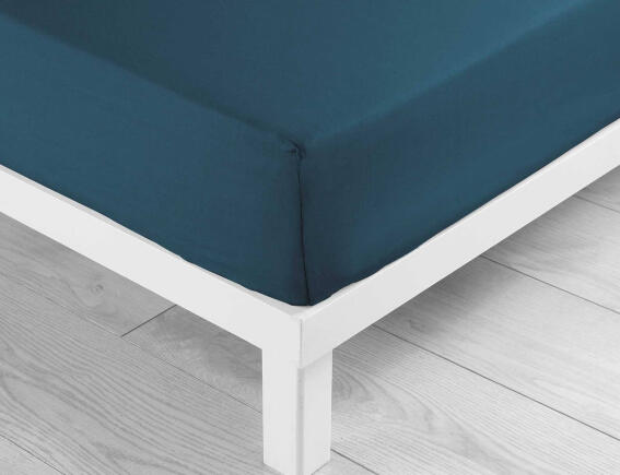 Douceur d'intérieur Σεντόνι Μονό με λάστιχο Lina  από βαμβάκι 57TC, με διαστάσεις 90x190cm - Blue