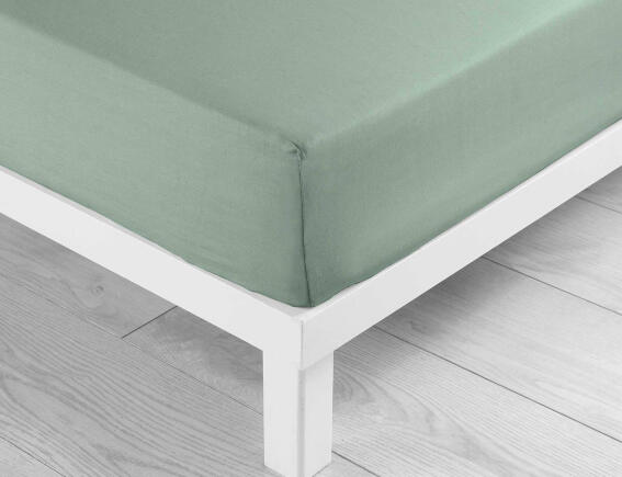 Douceur d'intérieur Σεντόνι Μονό με λάστιχο Lina  από βαμβάκι 57TC, με διαστάσεις 90x190cm - Sage