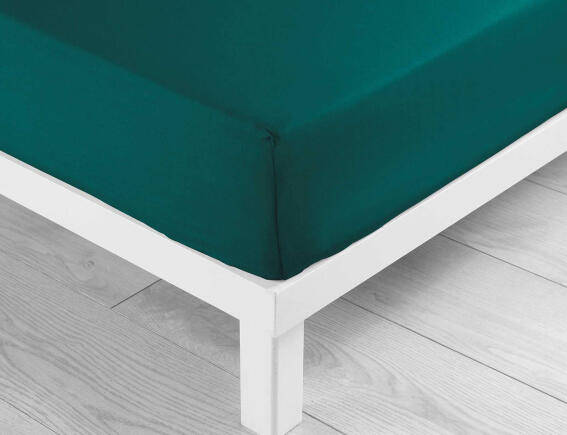 Douceur d'intérieur Σεντόνι Μονό με λάστιχο Lina  από βαμβάκι 57TC, με διαστάσεις 90x190cm - Emerald Green